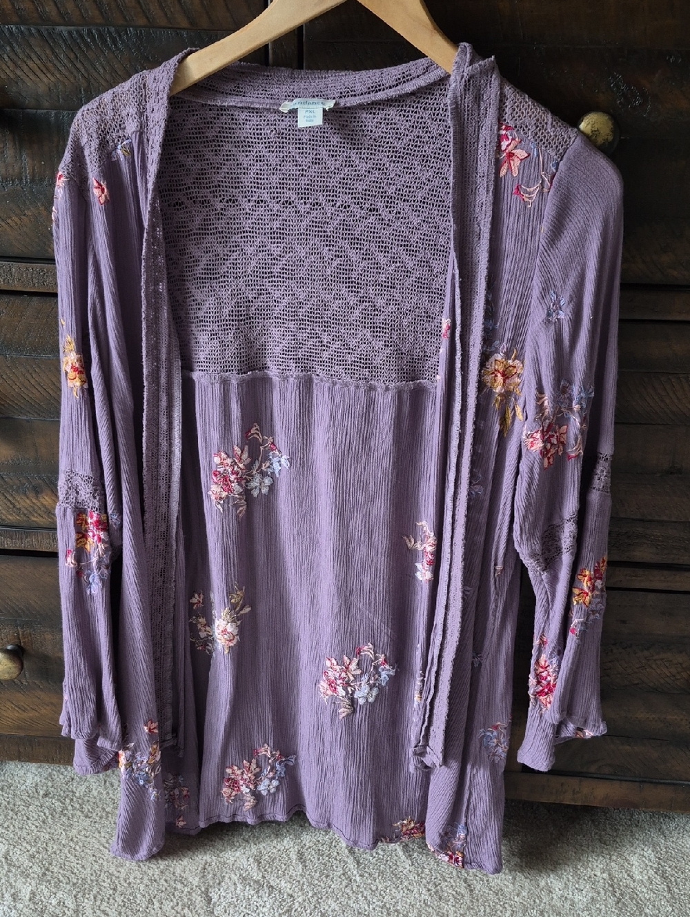 Lavender Floral Open Cardigan Sundance
